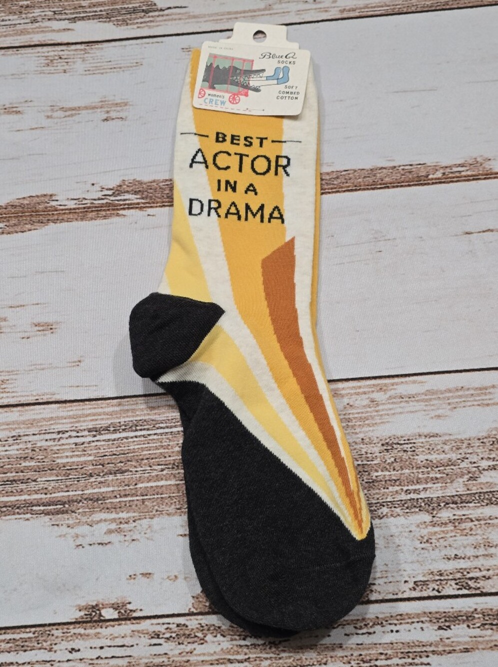 Blue Q Crew Socks Drama Queen Extra Black Yellow One Size